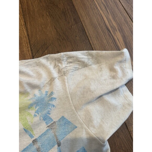 Vintage 80s 90s Speed Limit Seventy Single Stitch White AOP Beach Cut Tshirt XL - Picture 6 of 7